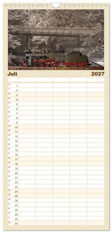 Produktbild: Familienplaner 2027 - Dampflokomotiven in Spur N mit 5 Spalten (Wandkalender, 21 x 45 cm) CALVENDO