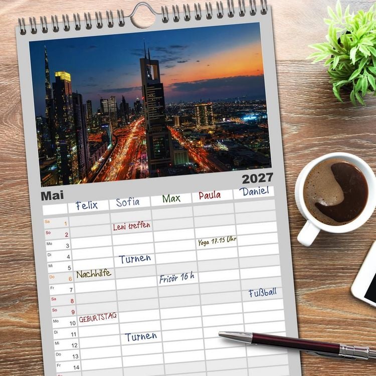 Produktbild: Familienplaner 2027 - Dubai - Das achte Weltwunder mit 5 Spalten (Wandkalender, 21 x 45 cm) CALVENDO
