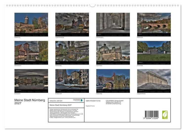 Produktbild: Meine Stadt N&uuml;rnberg 2027 (hochwertiger Premium Wandkalender 2027 DIN A2 quer), Kunstdruck in Hochglanz