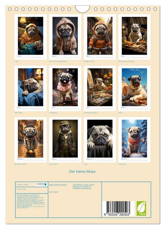 Produktbild: Der kleine Mops (Wandkalender 2026 DIN A4 hoch), CALVENDO Monatskalender