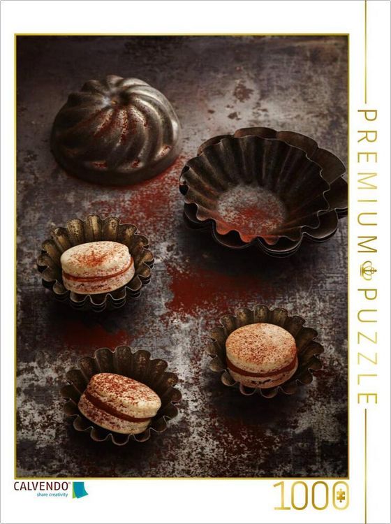 Produktbild: CALVENDO Puzzle Macarons mit Karamell und Kakao | 1000 Teile Lege-Gr&ouml;&szlig;e 64x48cm Foto-Puzzle f&uuml;r gl&uuml;ckliche Stunden