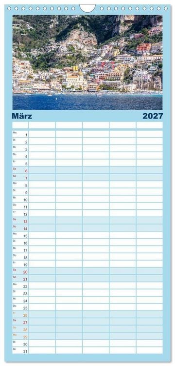 Produktbild: Familienplaner 2027 - Amalfi - Traumhafte K&uuml;ste zwischen Himmel und Meer mit 5 Spalten (Wandkalender, 21 x 45 cm) CALVENDO