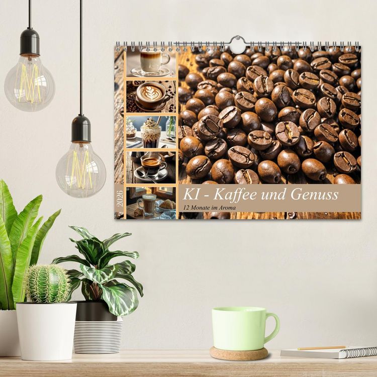 Produktbild: KI - Kaffee und Genuss 12 Monate im Aroma (Wandkalender 2026 DIN A4 quer), CALVENDO Monatskalender