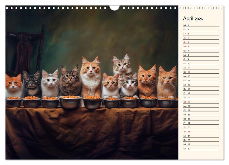 Produktbild: Katzen schaffen Kunst (Wandkalender 2026 DIN A3 quer), CALVENDO Monatskalender