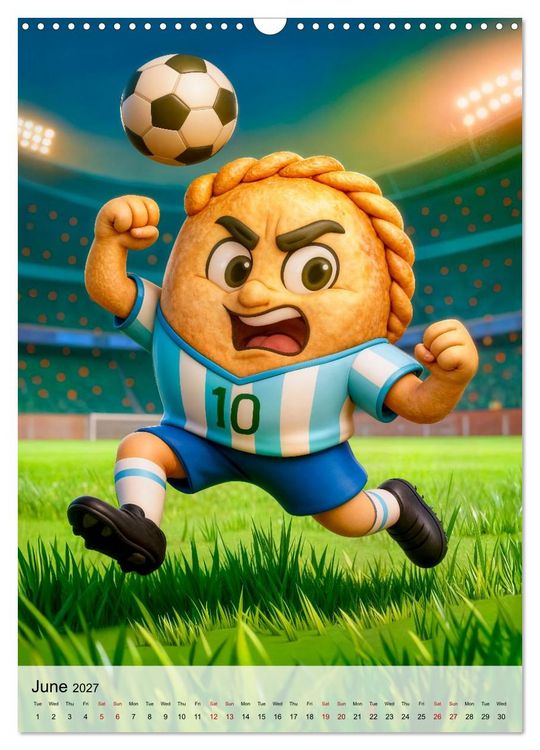 Produktbild: Funny Food Football - Creative Sports Characters (Wall Calendar 2027 DIN A3 portrait), CALVENDO 12 Month Wall Calendar