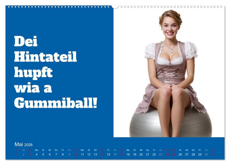 Produktbild: Bayerisch flirten, Gspusi! Bayern Kalender mit Dialekt und Mundart (Wandkalender 2026 DIN A2 quer), CALVENDO Monatskalender