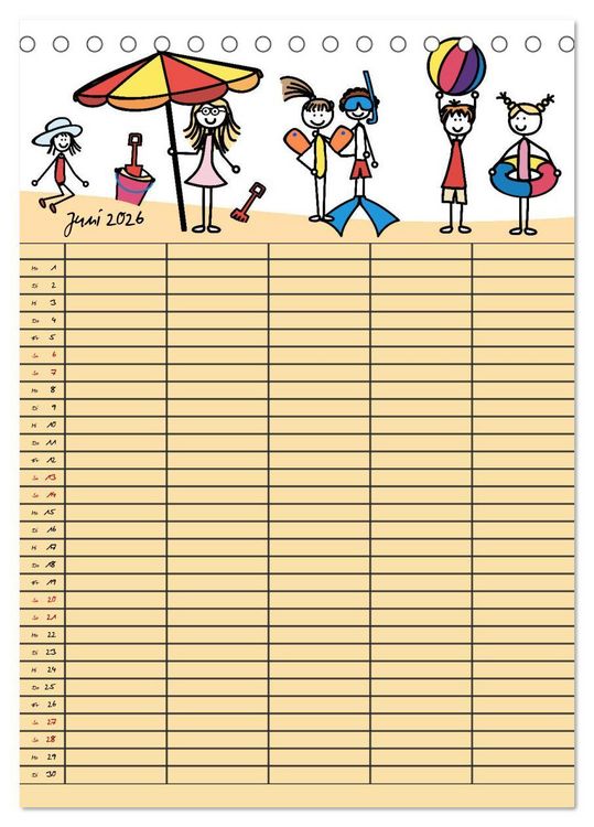 Produktbild: Fr&ouml;hlicher Familienplaner (Tischkalender 2026 DIN A5 hoch), CALVENDO Monatskalender
