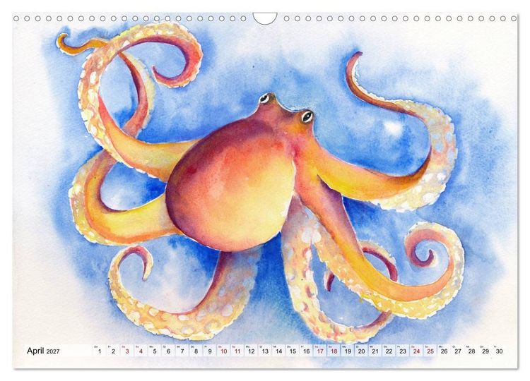 Produktbild: Die Meereswelt in Aquarell (Wandkalender 2027 DIN A3 quer), CALVENDO Monatskalender