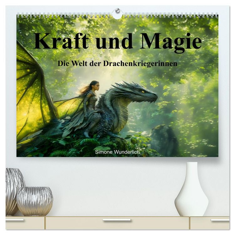 Produktbild: Kraft und Magie - Die Welt der Drachenkriegerinnen (hochwertiger Premium Wandkalender 2026 DIN A2 quer), Kunstdruck in Hochglanz