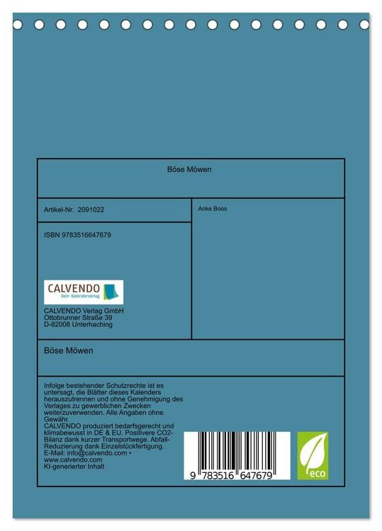 Produktbild: B&ouml;se M&ouml;wen (Tischkalender 2026 DIN A5 hoch), CALVENDO Monatskalender