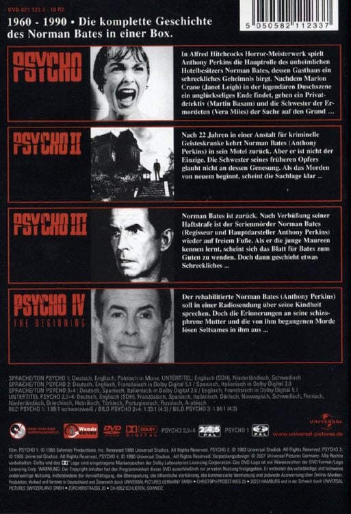 Produktbild: Psycho 1-4 Collection [4 DVDs] - Amaray