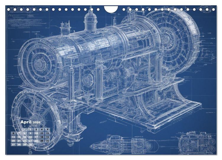 Produktbild: Steampunk - Blaupausen (Wandkalender 2026 DIN A4 quer), CALVENDO Monatskalender