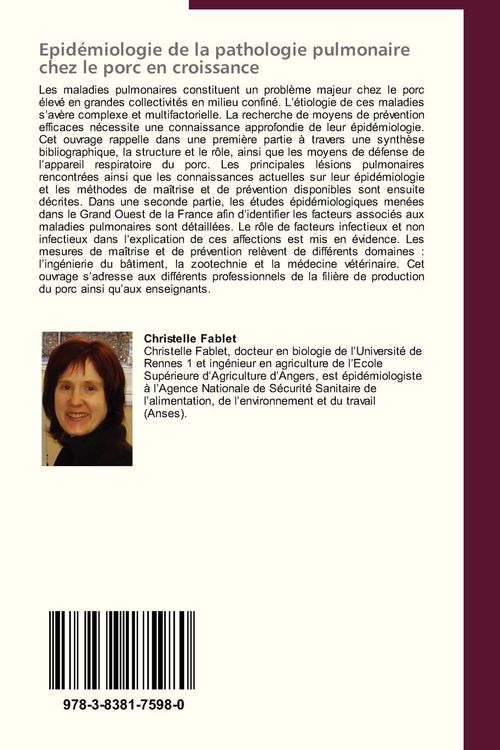 Produktbild: Epid&eacute;miologie de la pathologie pulmonaire chez le porc en croissance