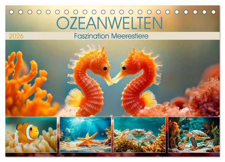 Produktbild: OZEANWELTEN Faszination Meerestiere (Tischkalender 2026 DIN A5 quer), CALVENDO Monatskalender