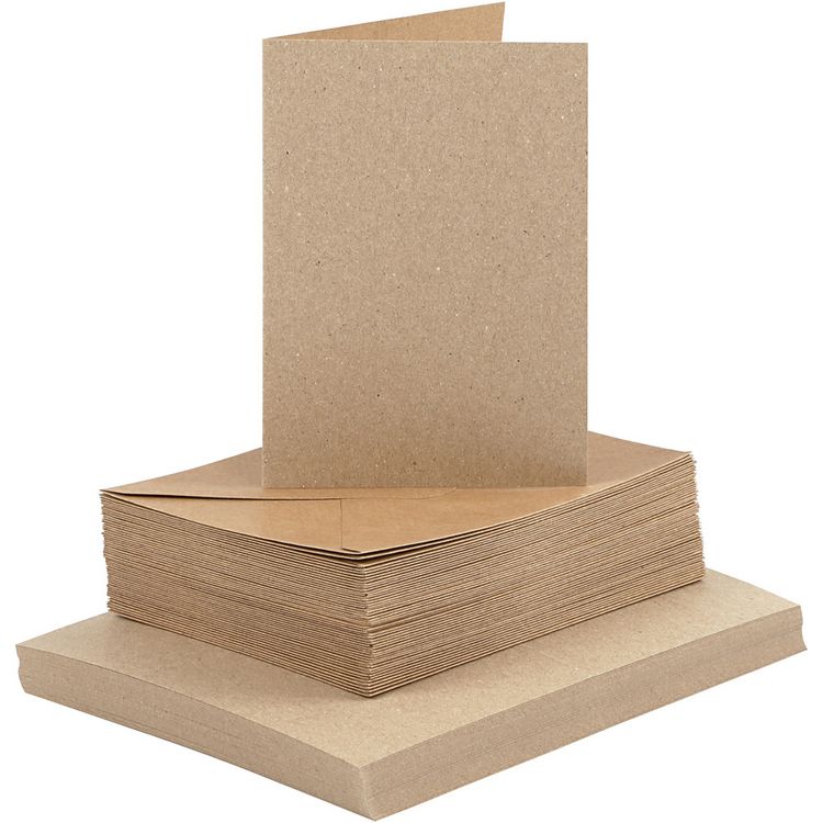 Produktbild: Creativ Company Karten & Kuverts, Kartengr&ouml;&szlig;e 10,5x15 cm, Umschlaggr&ouml;&szlig;e 11,5x16,5 cm, 120+240 g, Natur, 50er Set