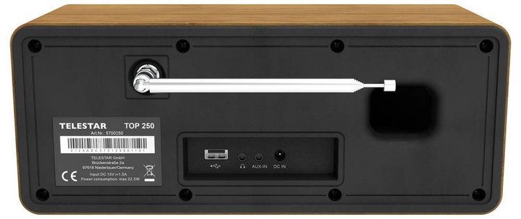 Produktbild: Telestar TOP 250 Holz Internet Kofferradio DAB+, Internet, UKW WLAN, USB, UKW, Internetradio, DAB+, Bluetooth&reg; Holz