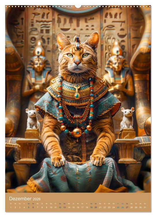 Produktbild: &Auml;gyptens Katzen - G&ouml;ttliche Eleganz im Stile der Pharaonen (hochwertiger Premium Wandkalender 2026 DIN A2 hoch), Kunstdruck in Hochglanz