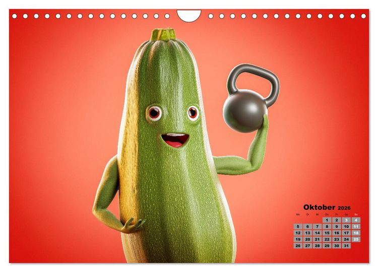 Produktbild: Vegane Power - Kalender f&uuml;r Veganer, Vegetarier und alle Pflanzenfans (Wandkalender 2026 DIN A4 quer), CALVENDO Monatskalender