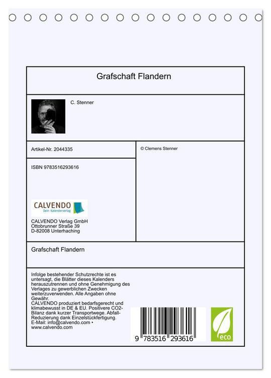 Produktbild: Grafschaft Flandern (Tischkalender 2026 DIN A5 hoch), CALVENDO Monatskalender