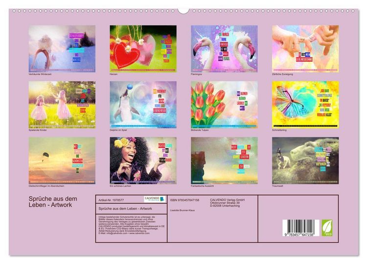 Produktbild: Spr&uuml;che aus dem Leben - Artwork (Wandkalender 2026 DIN A2 quer), CALVENDO Monatskalender