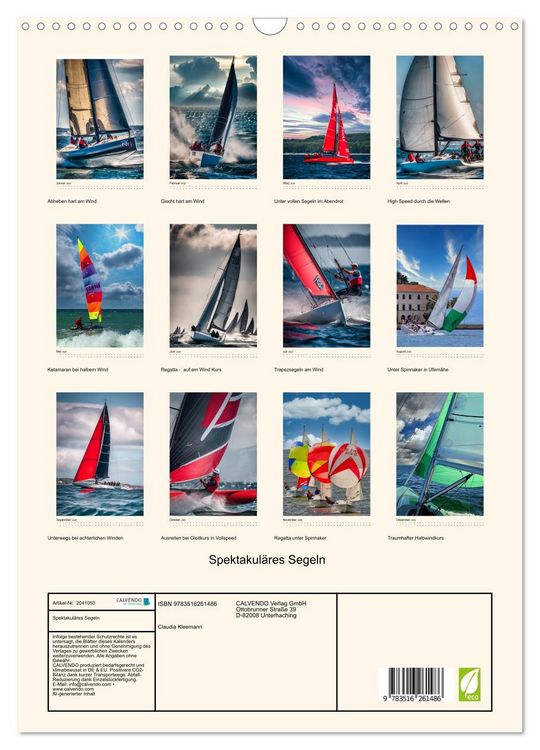 Produktbild: Spektakul&auml;res Segeln (Wandkalender 2026 DIN A3 hoch), CALVENDO Monatskalender