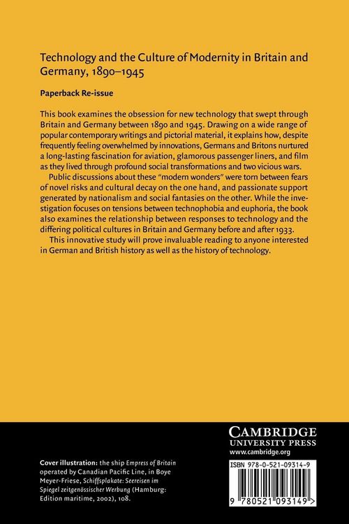 Produktbild: Technology and the Culture of Modernity in Britain and Germany, 1890 1945