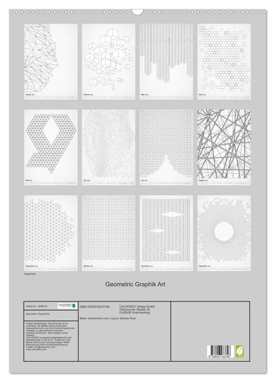 Produktbild: Geometric Graphik Art (Wandkalender 2026 DIN A2 hoch), CALVENDO Monatskalender
