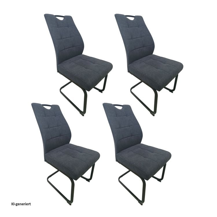 Produktbild: HTI-Living Modernes 4er Set dunkelgraue Schwingst&uuml;hle f&uuml;r Esszimmer und K&uuml;che