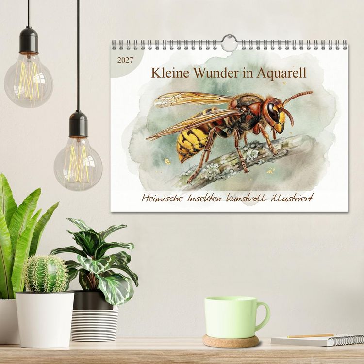 Produktbild: Kleine Wunder in Aquarell - Heimische Insekten kunstvoll illustriert (Wandkalender 2027 DIN A4 quer), CALVENDO Monatskalender