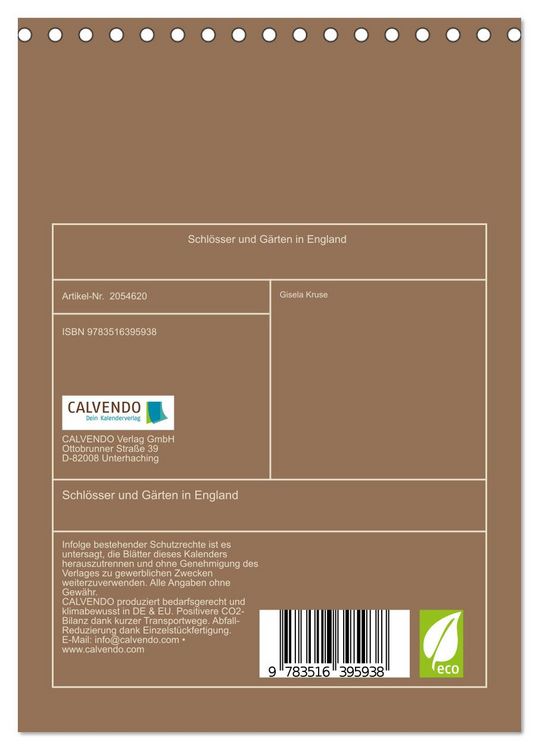 Produktbild: Schl&ouml;sser und G&auml;rten in England (Tischkalender 2026 DIN A5 hoch), CALVENDO Monatskalender