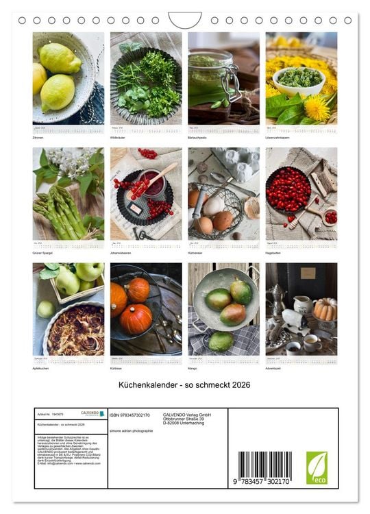 Produktbild: K&uuml;chenkalender - so schmeckt 2026 (Wandkalender 2026 DIN A4 hoch), CALVENDO Monatskalender