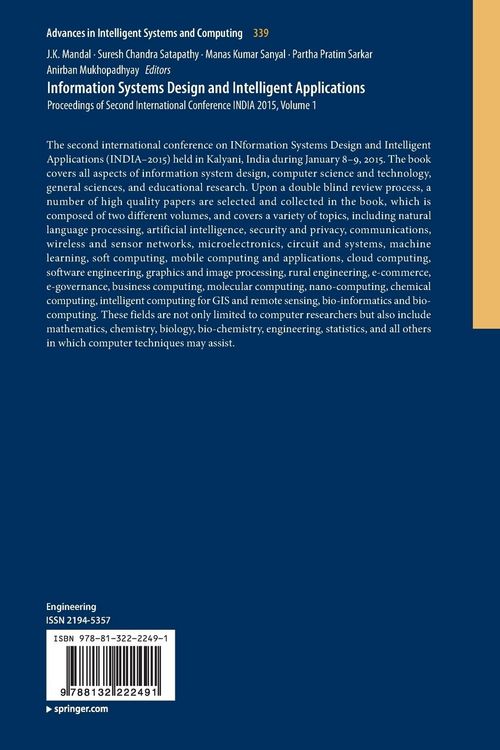 Produktbild: Information Systems Design and Intelligent Applications