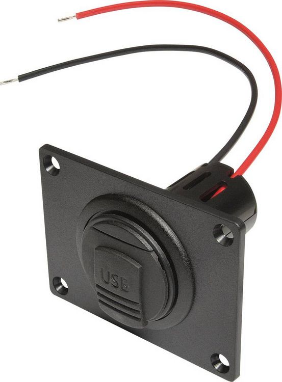 Produktbild: ProCar Power USB Einbausteckdose mit Montageplatte und Deckel Belastbarkeit Strom max.=3A Passend f&uuml;r (Details) USB-A Steckdose
