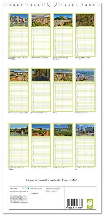 Produktbild: Familienplaner 2026 - Languedoc-Roussillon - unter der Sonne des Midi mit 5 Spalten (Wandkalender, 21 x 45 cm) CALVENDO