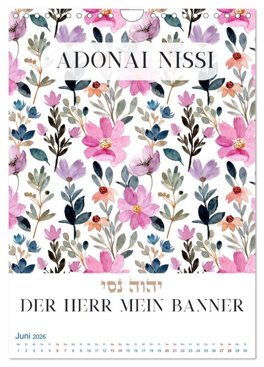 Produktbild: Hebr&auml;ische Namen Gottes aus der Torah (Wandkalender 2026 DIN A4 hoch), CALVENDO Monatskalender