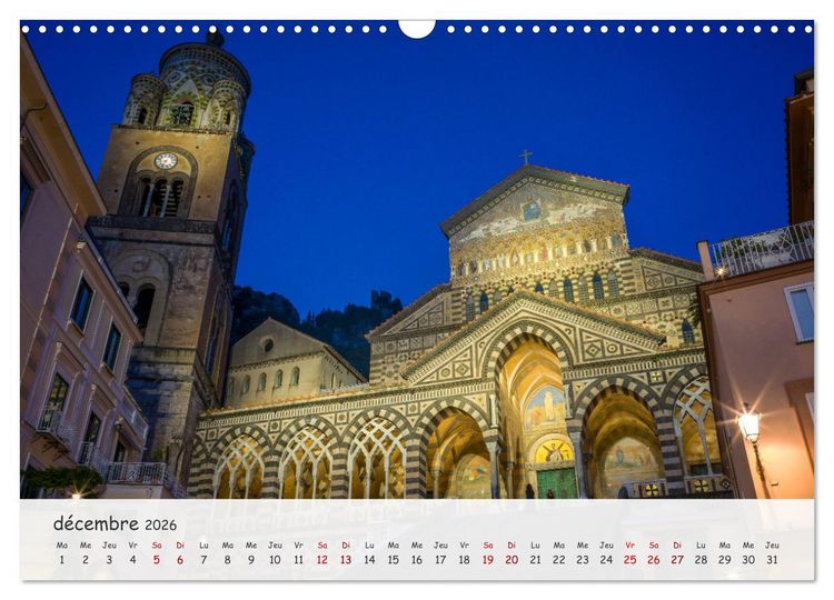Produktbild: C&ocirc;te amalfitaine - Villes romantiques et paysages magiques (Calendrier mural 2026 DIN A3 vertical), CALVENDO calendrier mensuel