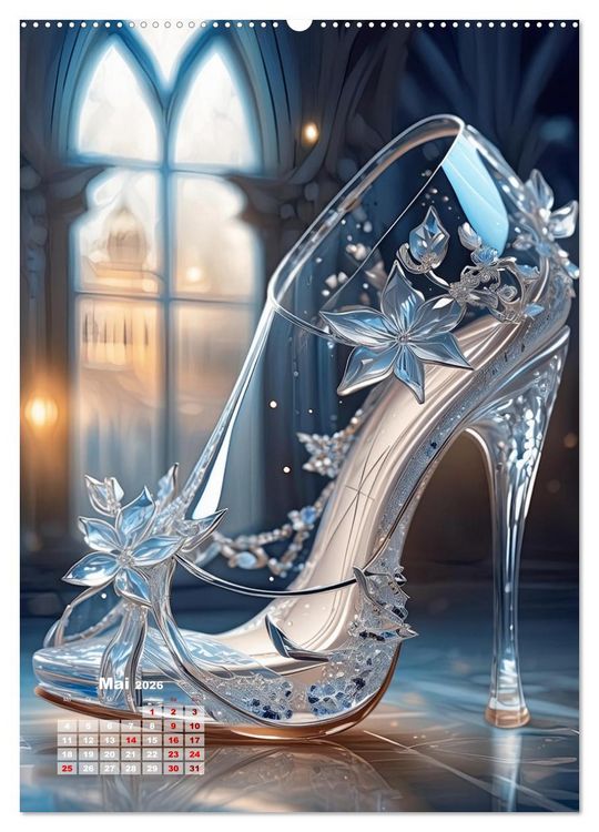 Produktbild: Gl&auml;serne Schuhe - M&auml;rchenhafte Pumps voller funkelnder Tr&auml;ume (hochwertiger Premium Wandkalender 2026 DIN A2 hoch), Kunstdruck in Hochglanz