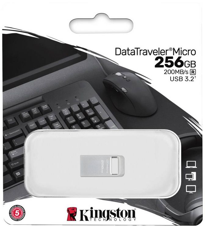 Produktbild: Kingston DataTraveler Micro USB-Stick Retail 256GB Silber DTMC3G2/256GB USB-A (USB 3.2 Gen 1)