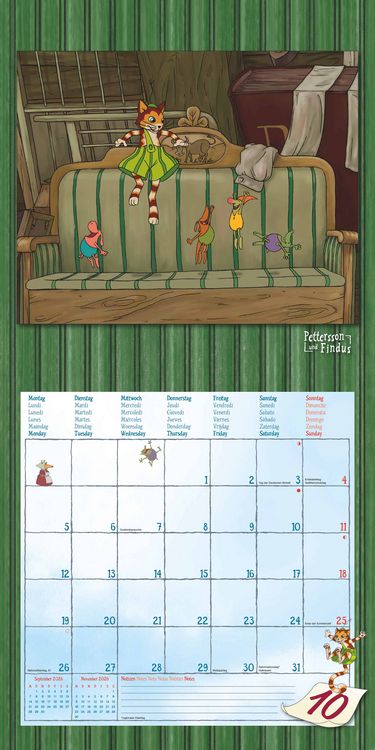 Produktbild: Pettersson & Findus 2026 - Broschürenkalender 30x30 cm (30x60 geöffnet) - Kalender mit Platz für Notizen - mit herausnehmbarem Poster - Wandkalender