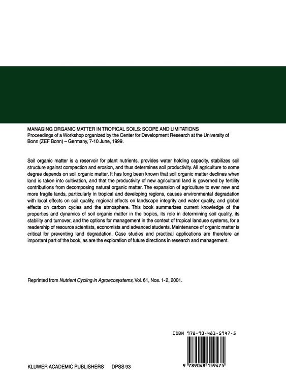 Produktbild: Managing Organic Matter in Tropical Soils: Scope and Limitations