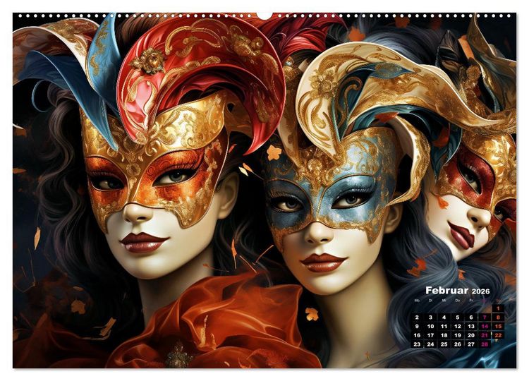 Produktbild: MASKEN - poetisch und vertr&auml;umt (Wandkalender 2026 DIN A2 quer), CALVENDO Monatskalender