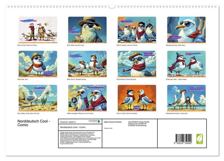 Produktbild: Norddeutsch Cool - Comic (hochwertiger Premium Wandkalender 2027 DIN A2 quer), Kunstdruck in Hochglanz