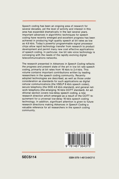 Produktbild: Advances in Speech Coding