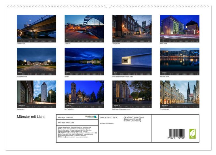 Produktbild: M&uuml;nster mit Licht (hochwertiger Premium Wandkalender 2026 DIN A2 quer), Kunstdruck in Hochglanz