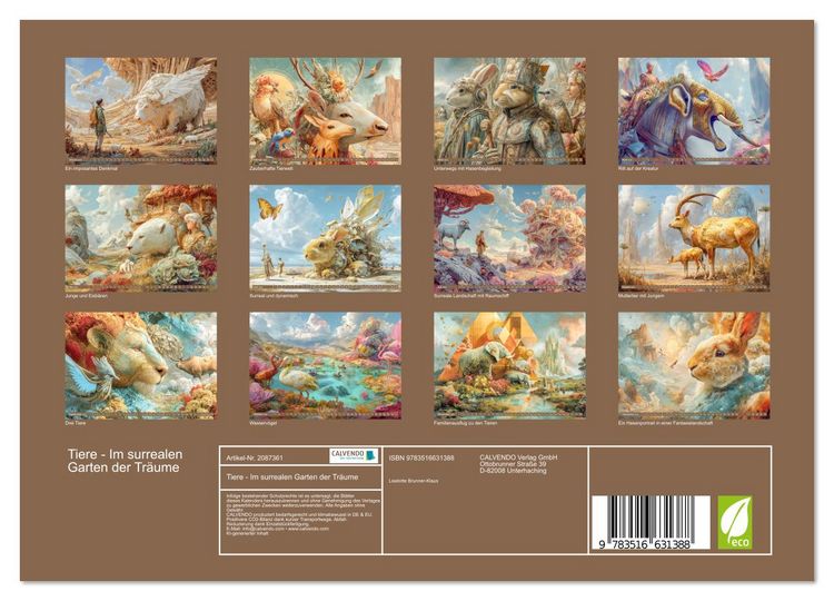Produktbild: Tiere - Im surrealen Garten der Tr&auml;ume (Wandkalender 2026 DIN A4 quer), CALVENDO Monatskalender