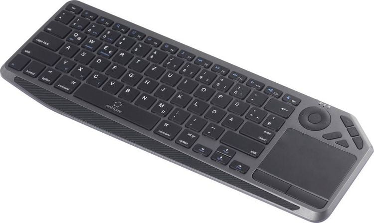 Produktbild: Renkforce RF-WLBTKB-300 Bluetooth&reg;, Funk Tastatur Deutsch, QWERTZ Schwarz Integriertes Touchpad, Wiederaufladbar, Multipair-Funktion