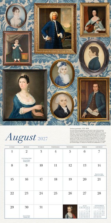 Produktbild: Colonial Williamsburg Blue and White American Style Wall Calendar 2027