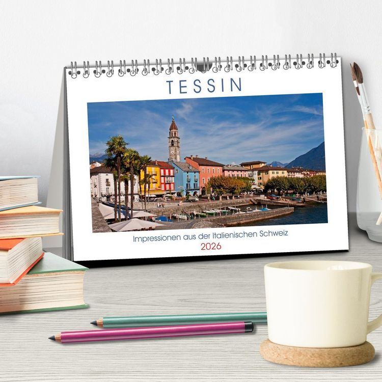 Produktbild: Tessin, Impressionen aus der Italienischen Schweiz (Tischkalender 2026 DIN A5 quer), CALVENDO Monatskalender