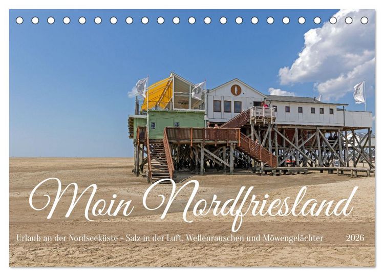Produktbild: Moin Nordfriesland - Urlaub an der Nordseek&uuml;ste (Tischkalender 2026 DIN A5 quer), CALVENDO Monatskalender