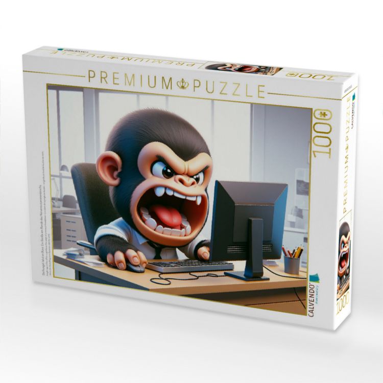 Produktbild: CALVENDO Puzzle Dschungel-Wut im B&uuml;ro: Ein Gorilla am Rande des Nervenzusammenbruchs | 1000 Teile Lege-Gr&ouml;&szlig;e 64x48cm Foto-Puzzle f&uuml;r gl&uuml;ckliche Stunden